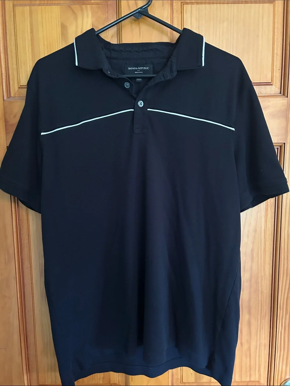 Banana Republic Men’s Black Polo with White Piping